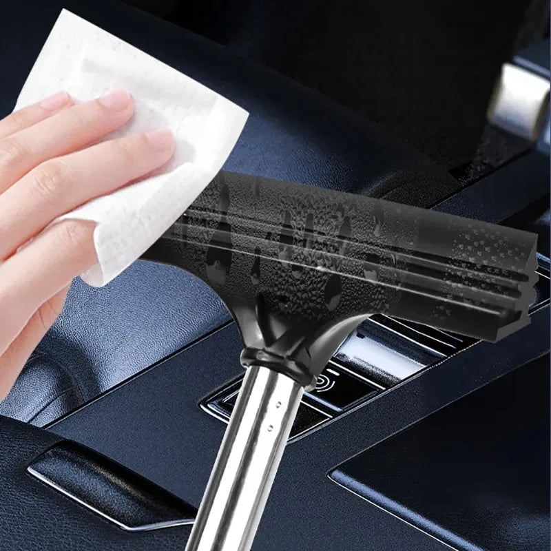 Car Rearview Mirror Wiper – Stainless Steel Telescopic Glass Defogger & Cleaner