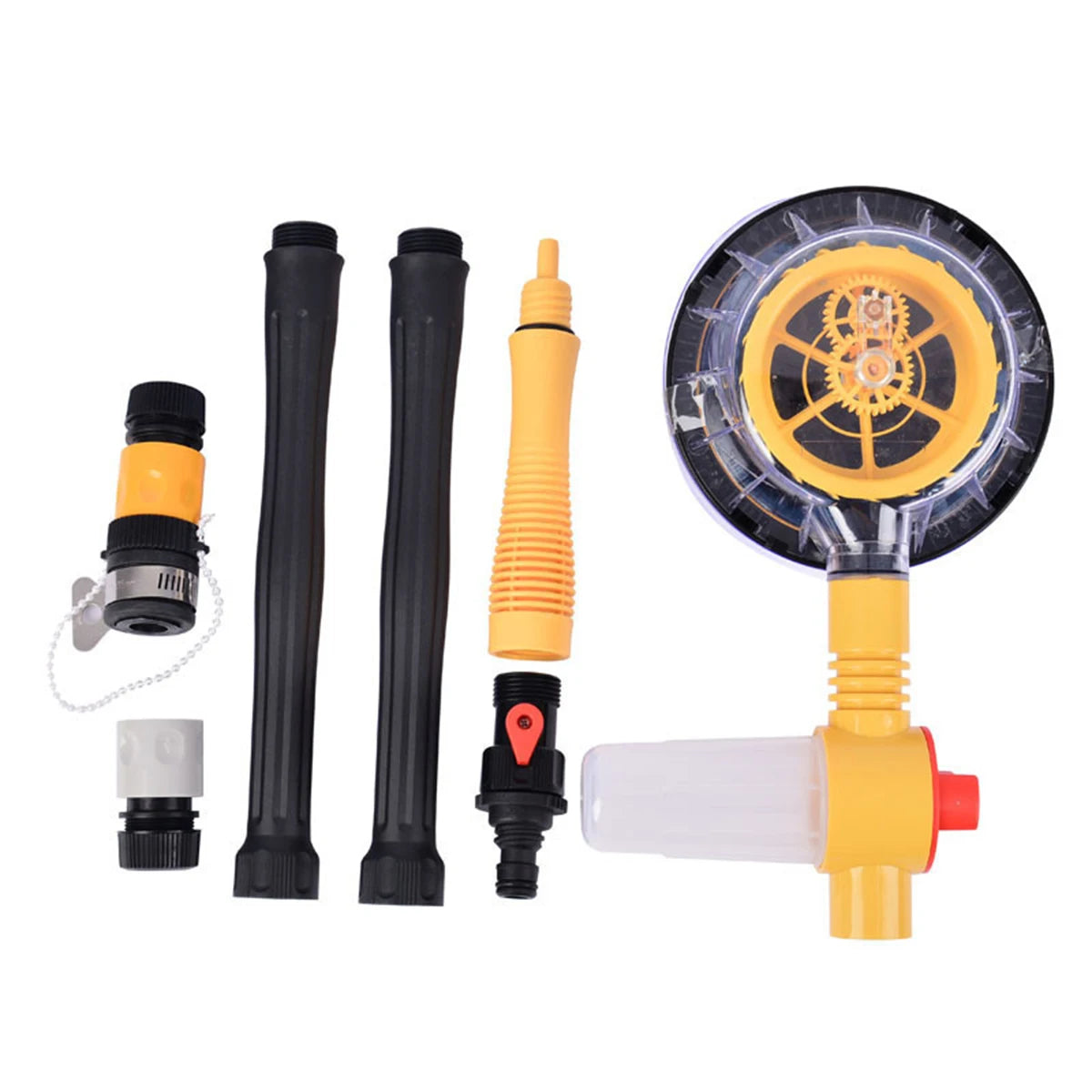 Auto Rotating Car Wash Brush Kit - 360° Spin Long Handle Pressure Washer Mop