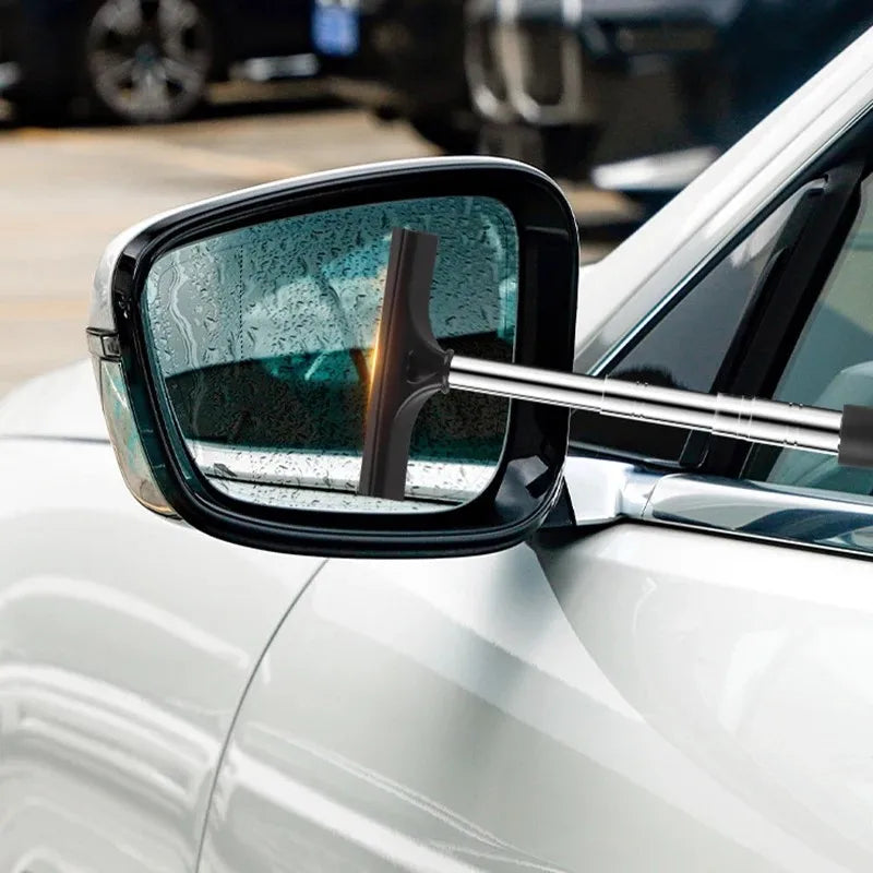 Car Rearview Mirror Wiper – Stainless Steel Telescopic Glass Defogger & Cleaner