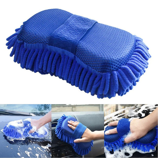 Blue Microfiber Car Wash Sponge – Dual-Sided Cleaning Pad