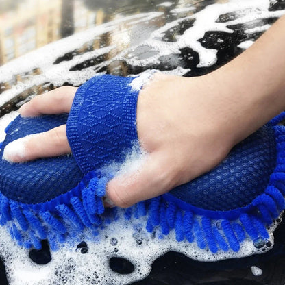 Blue Microfiber Car Wash Sponge – Dual-Sided Cleaning Pad