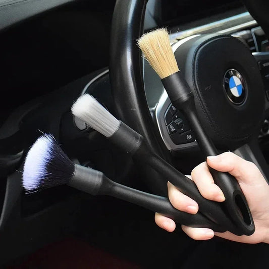3PCS Car Detailing Brush Set – Synthetic Wool, Soft & Efficient