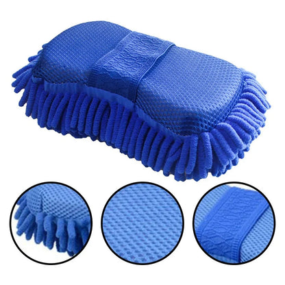 Blue Microfiber Car Wash Sponge – Dual-Sided Cleaning Pad