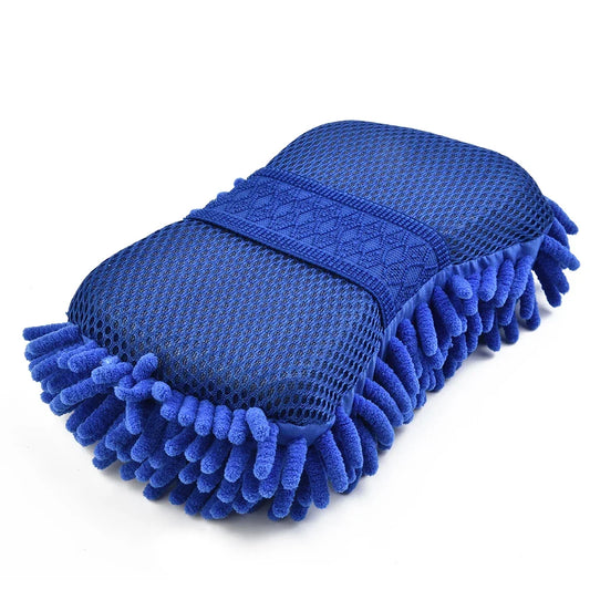 Blue Microfiber Car Wash Sponge – Dual-Sided Cleaning Pad